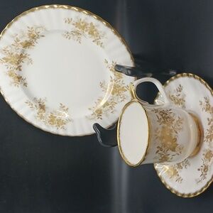 Royal Albert Bone China England "Antoninette" Cup & Saucer, Dessert/Salad Plate